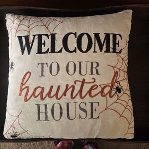 Halloween Accent Pillow - Welcome to Our Haunted House